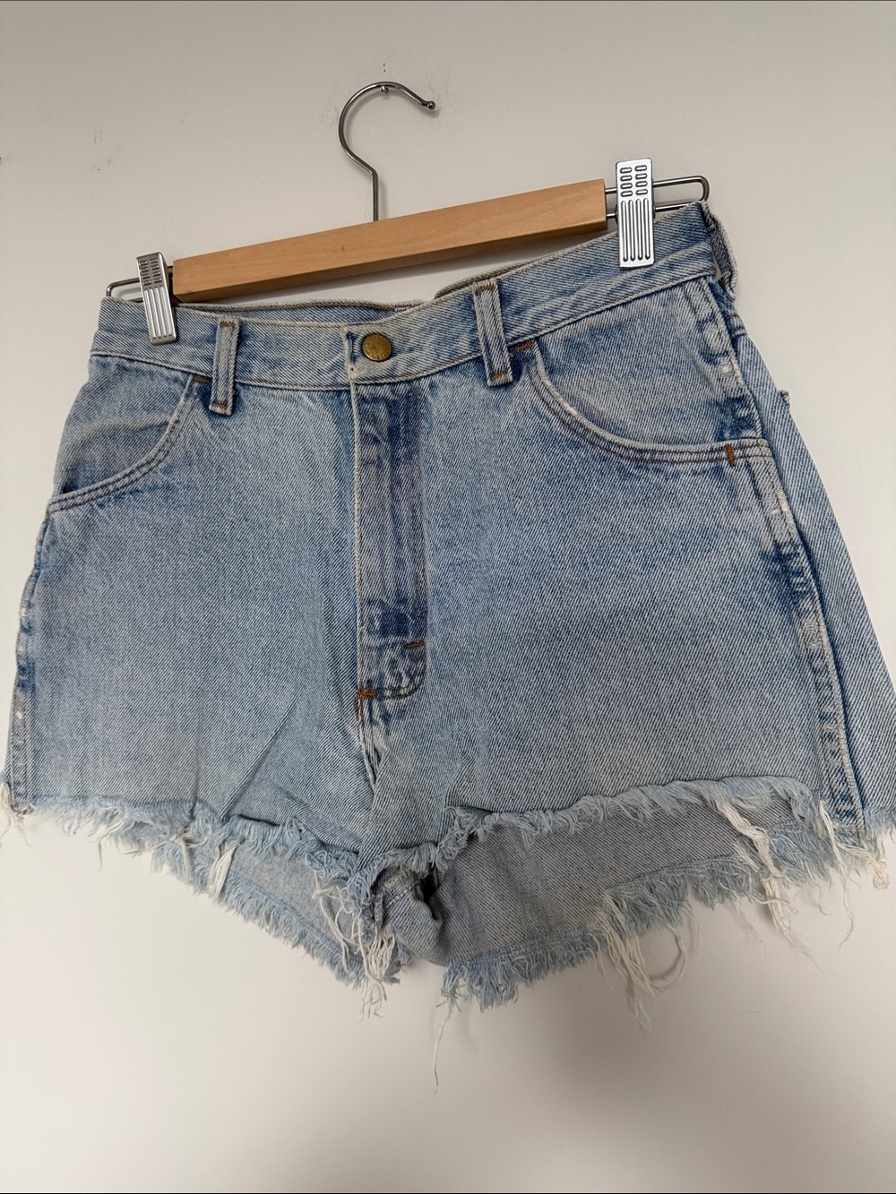 Rustler Light Blue High-Rise Frayed Denim Shorts